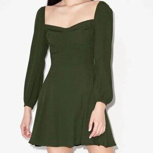 NEW Reformation Mochi Long Sleeve Mini Dress in Fern Green $218